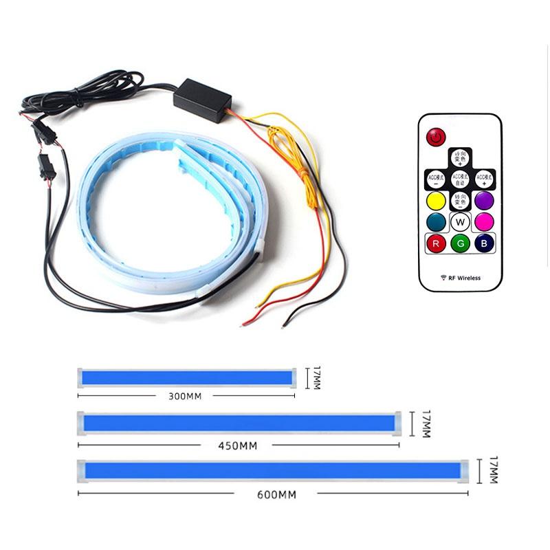 2 cái siêu mịn DRL siêu mỏng chạy ban ngày Ánh sáng chảy rẽ LED DRL chống thấm nước DRL linh hoạt Hướng dẫn ống mềm cho xe Dải đèn LED cho đèn pha (60cm / 45cm / 30cm)