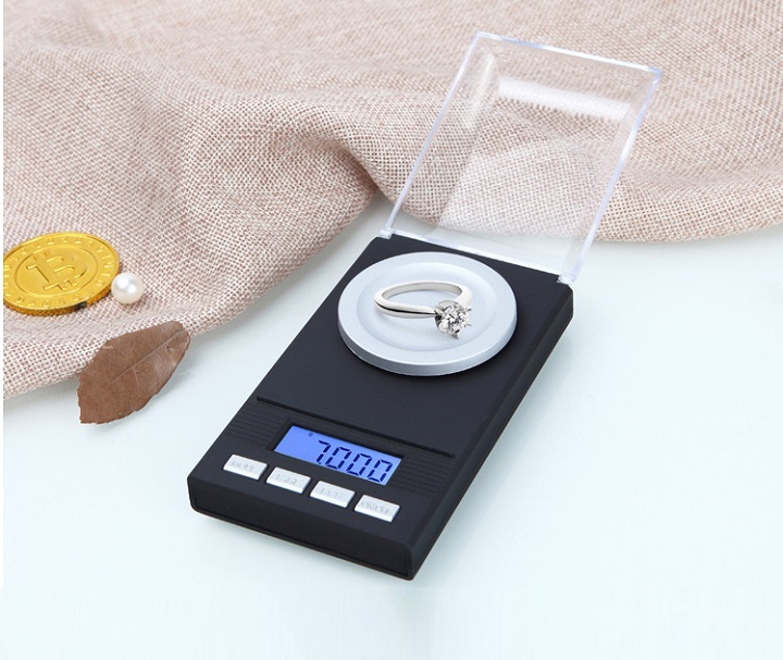 Cân trang sức tiêu ly điện tử tải trọng 100/0.001g để bàn có đèn nền cao cấp chính xác