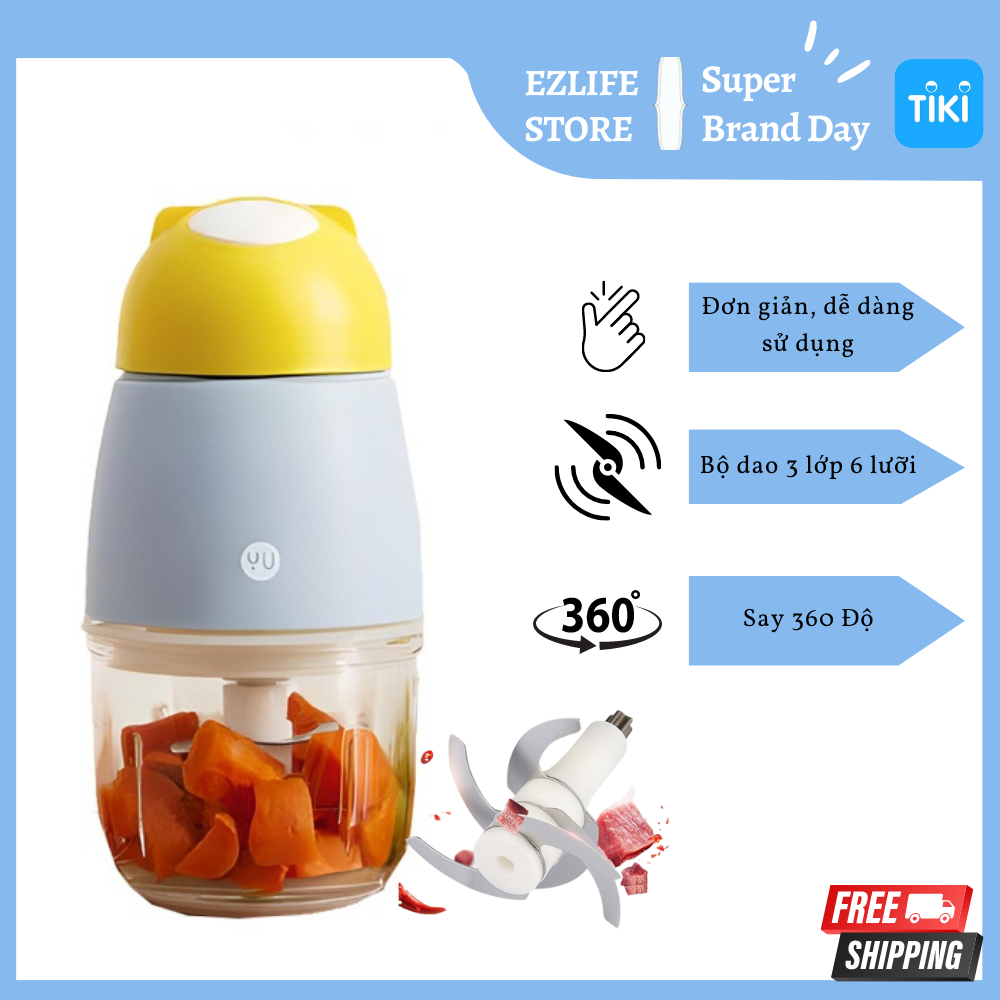 Máy Xay Thịt,Thực Phẩm Đa Năng Bear QSJ-B02U2 Dung Tích 600ML  - Hàng Chính Hãng