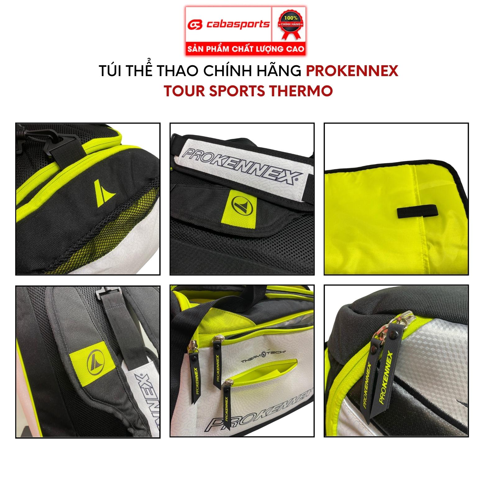 Túi đựng vợt cầu lông tennis Prokennex Tour Sports Thermo cao cấp chính hãng, túi đựng phụ kiện thể thao siêu rộng rãi