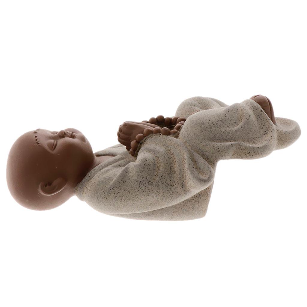 Ceramic Small Buddha Statue kung fu Monk Figurine Tea pet Ornament Style1