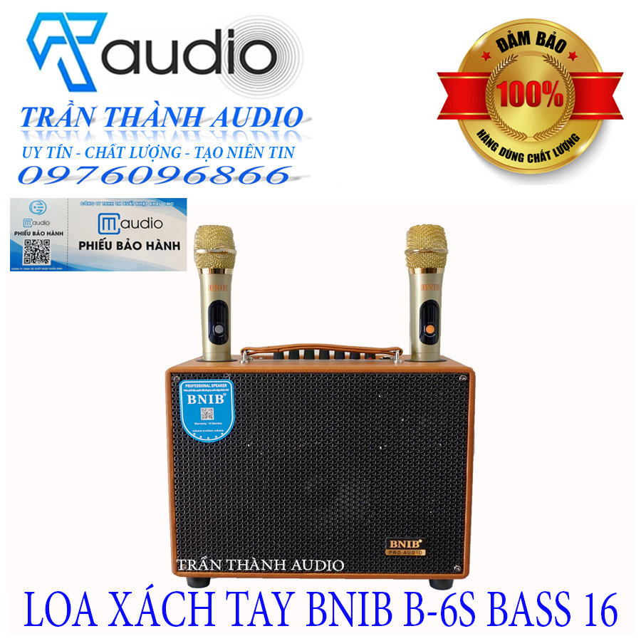 Loa xách tay Model BNIB-B6S bass 16 hàng chính hãng CMAUDIO nhập khẩu 2023 tặng bộ sạc pin và 4 pin tiểu 1200mah