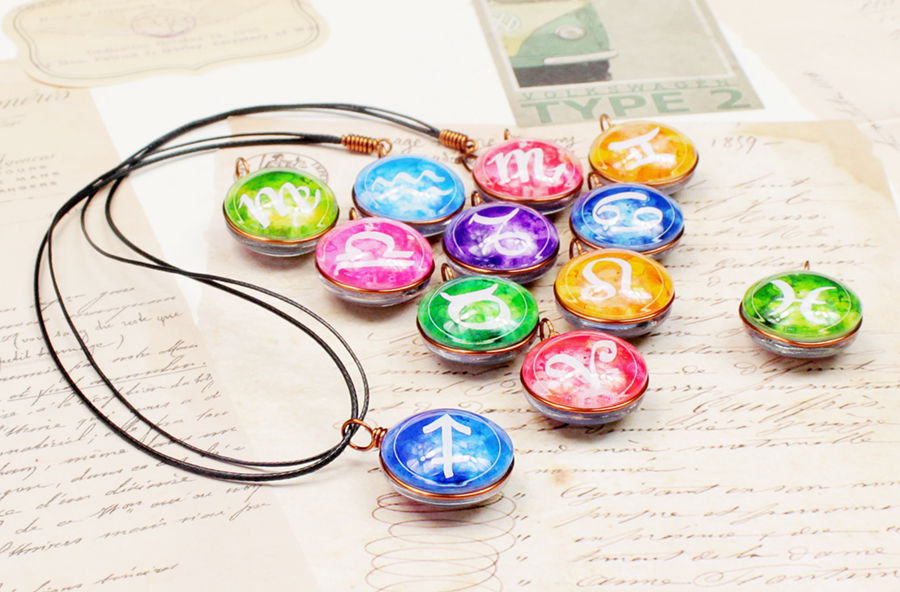 Dây chuyền 12 cung hoàng đạo Zodiac màu sắc tươi sáng siêu đẹp cho nữ 06647-DC0014