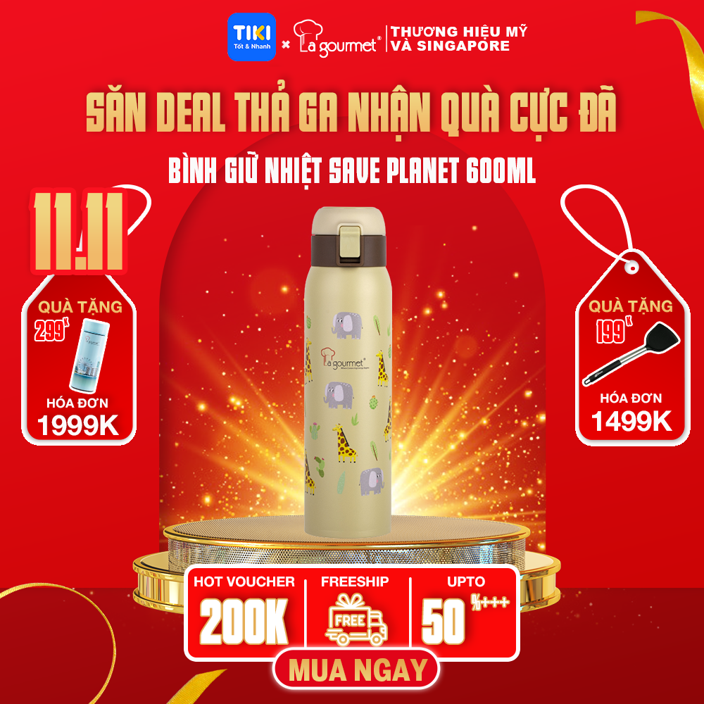 Bình giữ nhiệt cao cấp La gourmet Save The Planet 600ml - 375902 (phủ sơn tĩnh điện, bảo hành 5 năm)