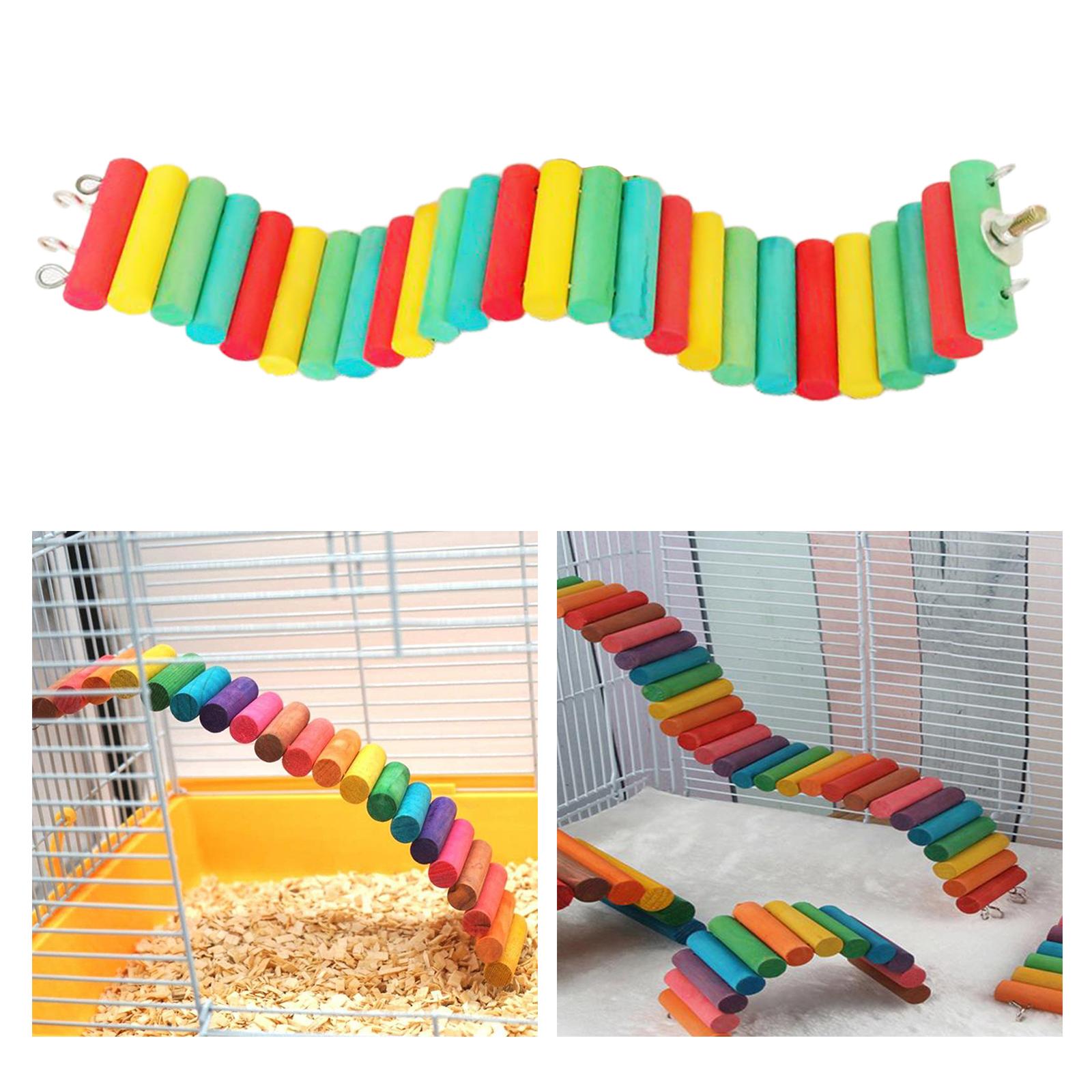 Adjustable Pine Hamster Suspension Bridge Wooden Pet Ladder Mice Parrot Stand Swing Platform Cage Toy Squirrel Playing Rack