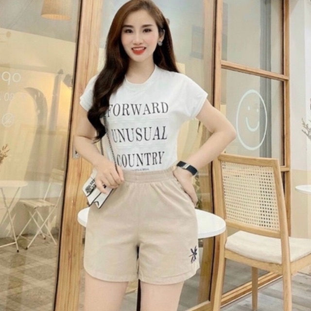 Quần short nữ, quần short nữ chất đũi thời trang thêu hoa đang hot