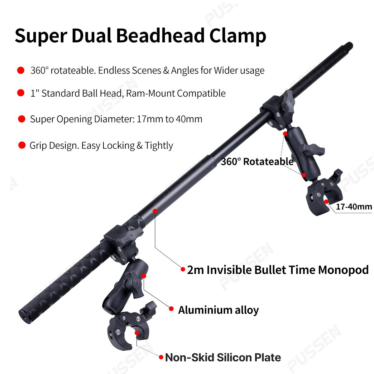 Tuyu Motorcycle Bike Selfie Stick Stick Monopad Tay cầm khung giá treo cho GoPro Max Hero 11 Insta360 One X2 X3 Phụ kiện