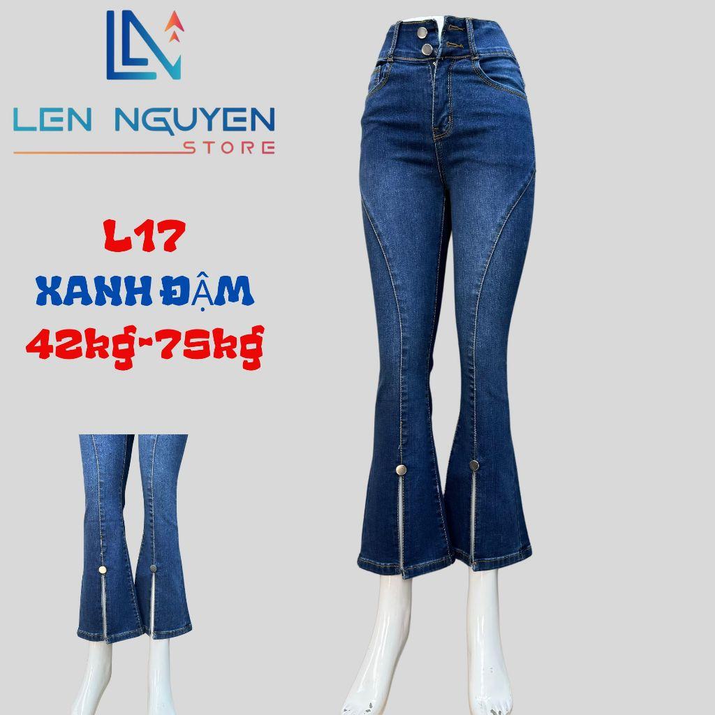 L17_Quần jean nữ, loe, lưng cao, quần bò nữ dáng ôm, quần rin nữ có big size, cho 42kg đến 75kg,LEN NGUYEN STORE - Xanh Nhạt