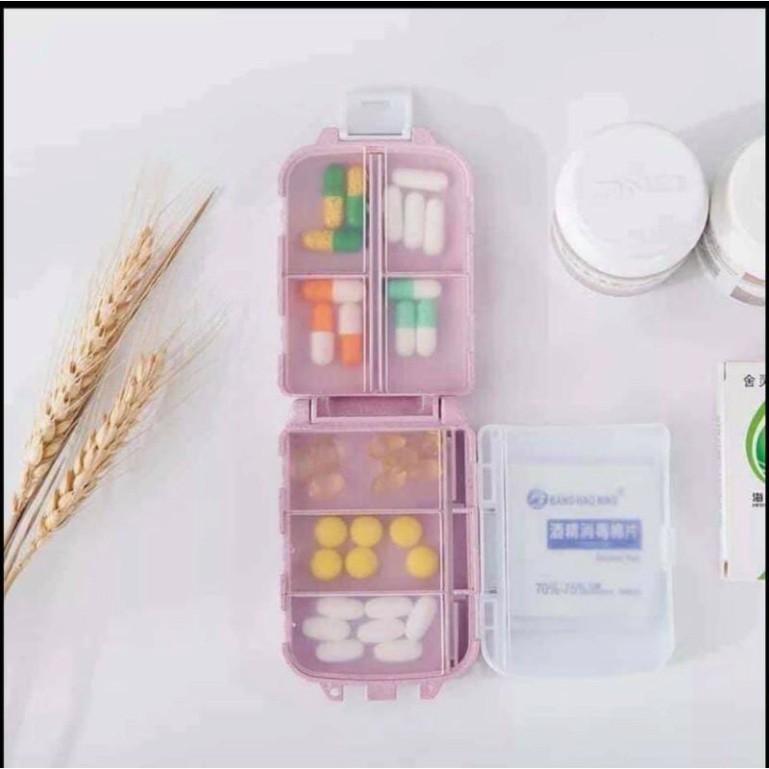 HỘP CHIA THUỐC 3 TẦNG 8 NGĂN LÚA MẠCH MINI, HỘP ĐỰNG THUỐC MINI TIỆN LỢI