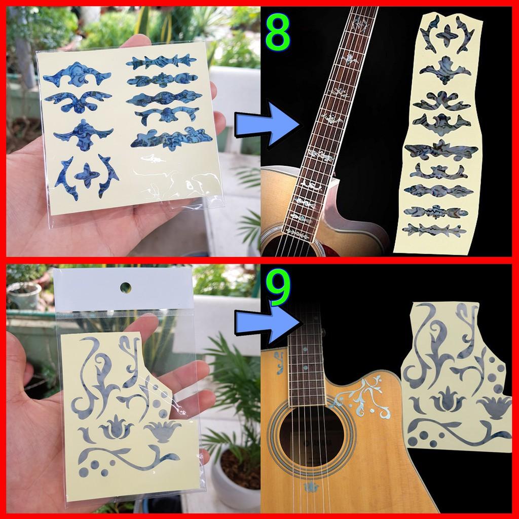 11 MẪU | Miếng dán giả khảm trang trí cần đàn Guitar