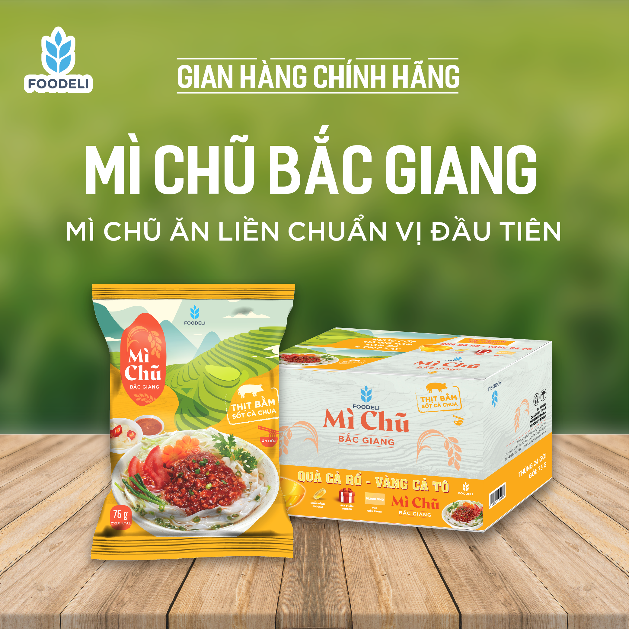 Mì chũ Bắc Giang - Thịt bằm sốt cà chua (Thùng 24*75gr)