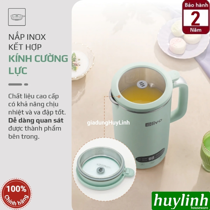 Máy xay nấu sữa hạt mini Olivo CB1000 - Dung tích 1000ml - 9 Chức năng - Hàng chính hãng