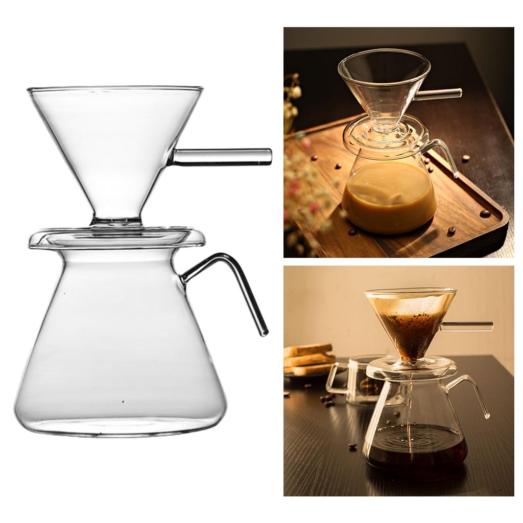 Pour Over Coffee Maker Glass Manual Drip Brewer Coffee Pot for Home Office