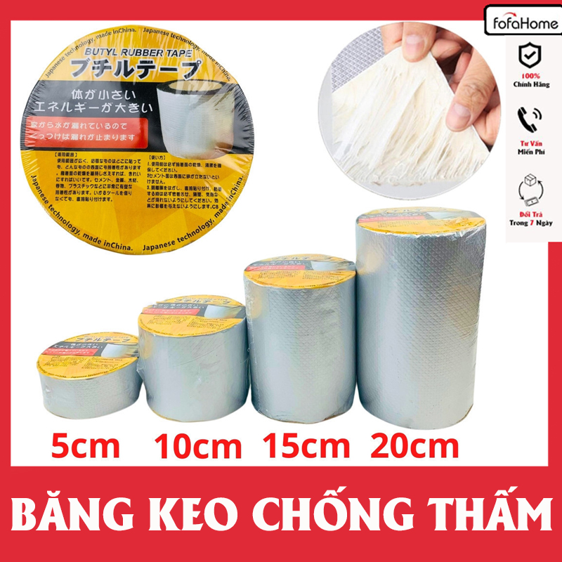 Băng Keo Chống Thấm Nhật Bản Băng Dính Chống Thấm Nước Chống Dột Mái Tôn, Dán Tường Siêu Dính Khổ 5,10,15,20 Cm