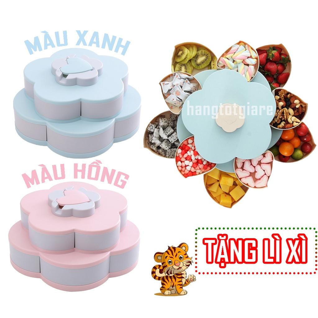 Khay Mứt 2 Tầng Xoay Hình Hoa Có Đỡ Điện Thoại, Khay Đựng Bánh Kẹo Tết Xoay 10 Cánh + TẶNG KÈM LÌ XÌ