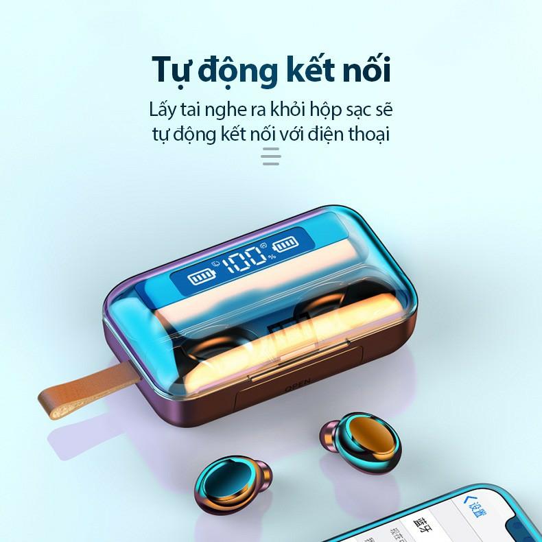 Tai Nghe Bluetooth ROYALMIC F95 Phiên Bản Pro Quốc Tế Nâng Cấp, Pin Siêu Trâu Dock Sạc 3500 mAh, Tai nghe bluetooth pin trâu, Tai nghe nhét tai không dây bluetooth - Hàng Chính Hãng