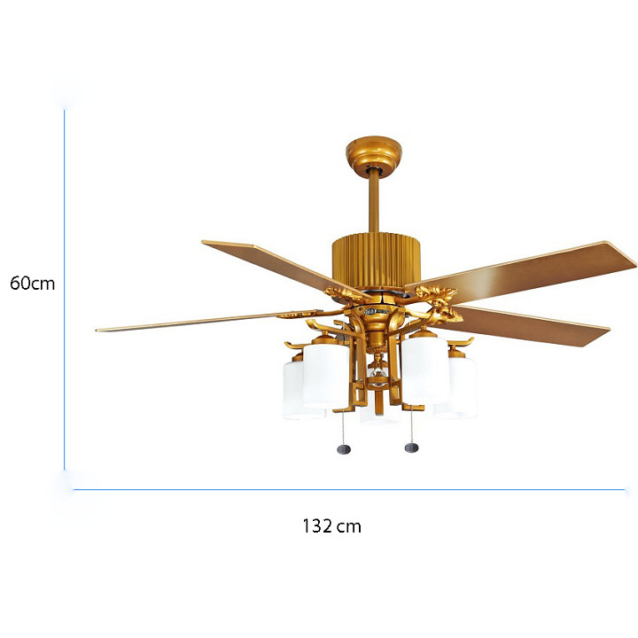 Quạt trần đèn cao cấp, màu vàng sang trọng