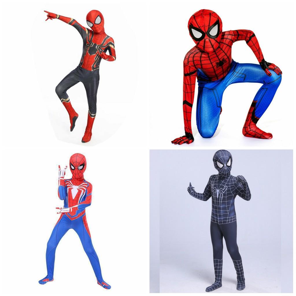 Quần áo siêu nhân hóa trang Người Nhện - SpiderMan cực chất áo liền quần kèm mũ trùm