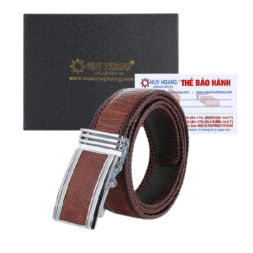 HJ4458-62-66-70 - Thắt lưng nam da đà điểu đan viền bản lớn màu đen, nâu đất, vàng bò, nâu đỏ