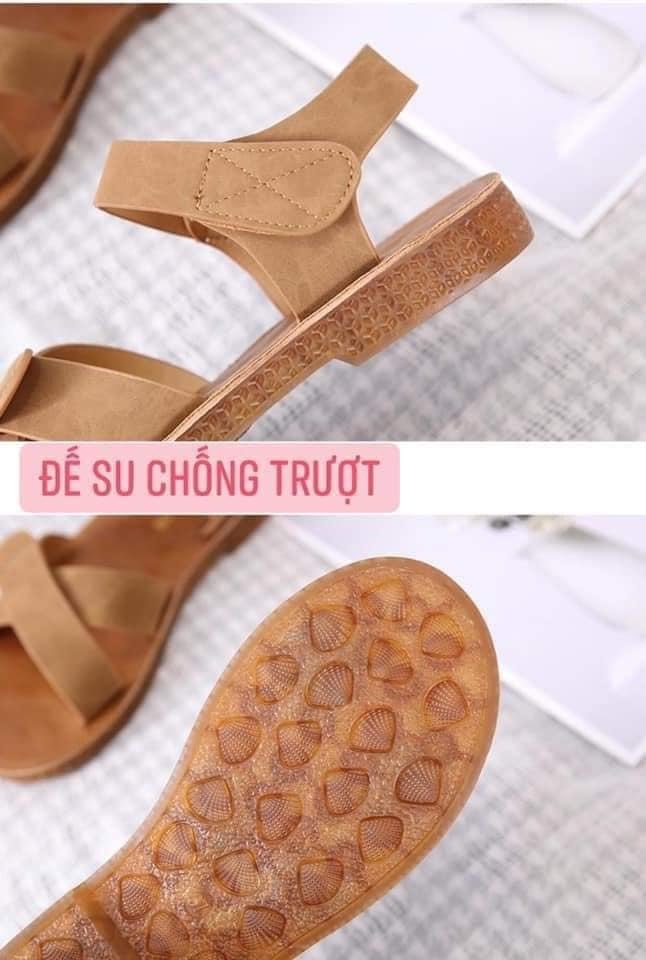 Giày sandal quai chéo đan da lộn đế cao su chắc chắn (màu đen)