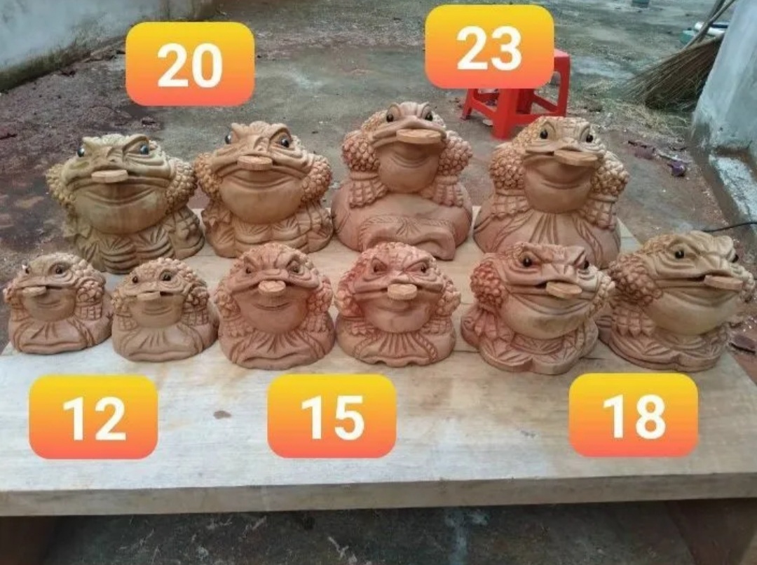 Tượng cóc gỗ xá xị phong thủy kích thước 15cm