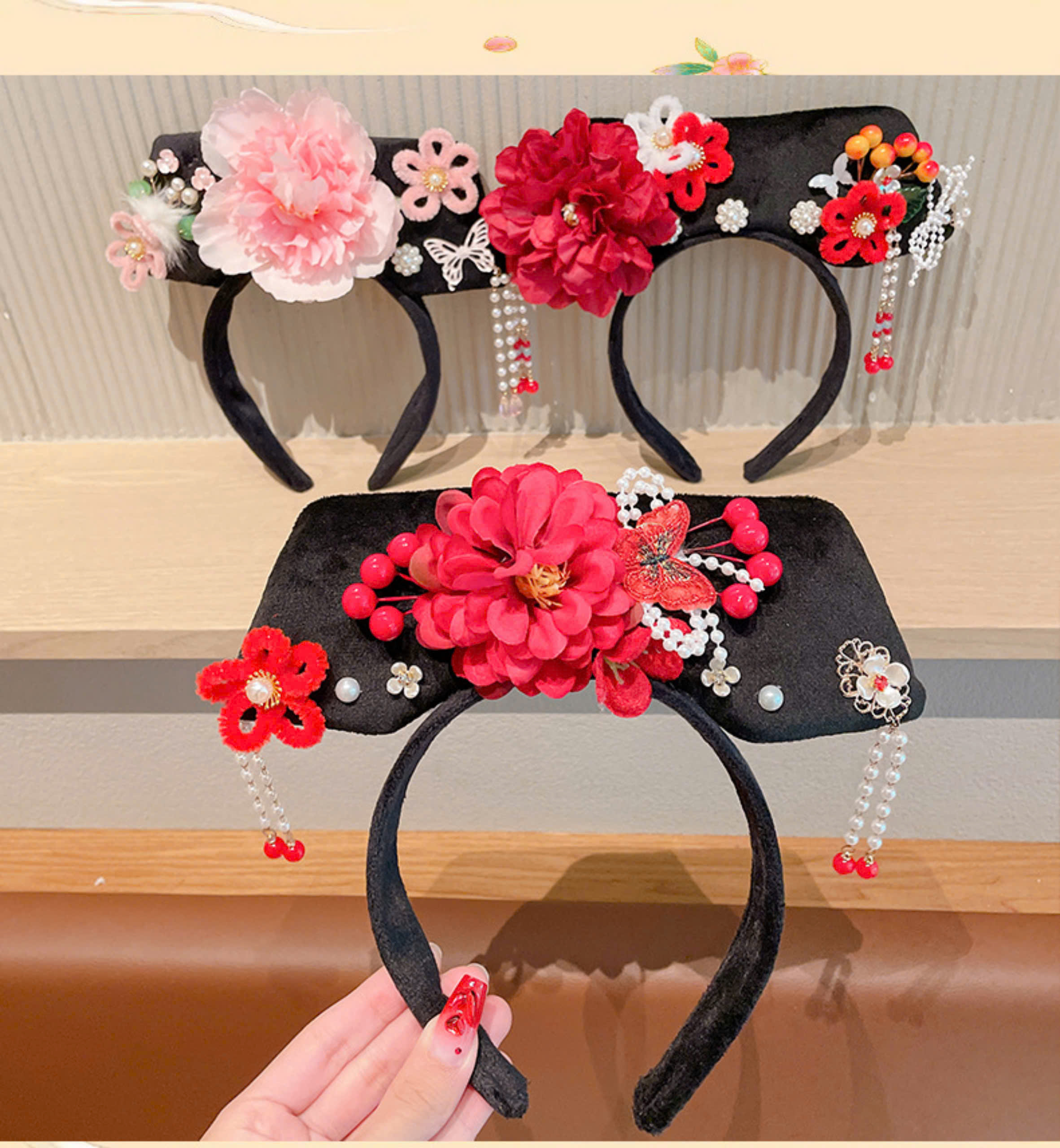 Cài tóc bờm tóc cho bé gái trung hoa hanfu cổ trang hoàn châu cách cách quý phi diện lễ tết noel giáng sinh năm mới xinh