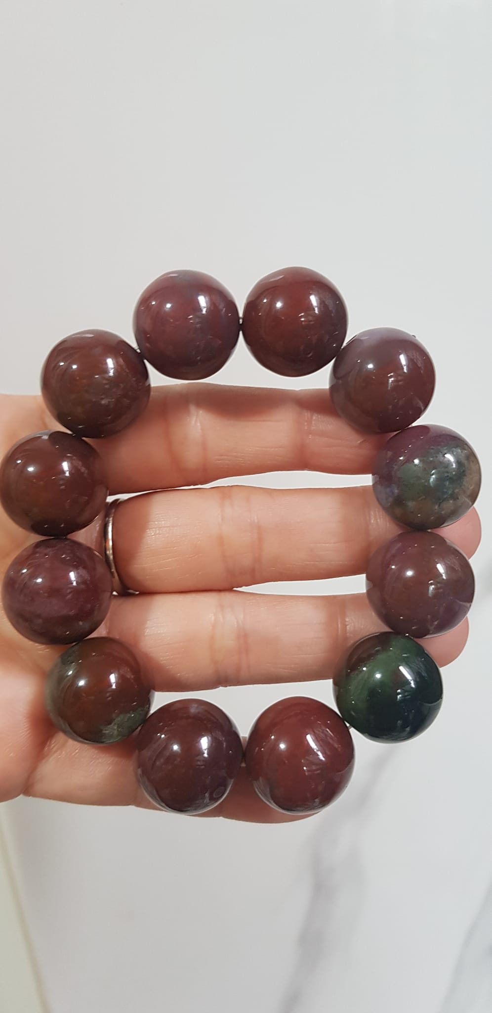 Vòng Tay Nam đá casidon Size vòng 18mm Vòng đẹp hiếm màu nâu đất xám ít vân xanh hợp mệnh thổ ạ
