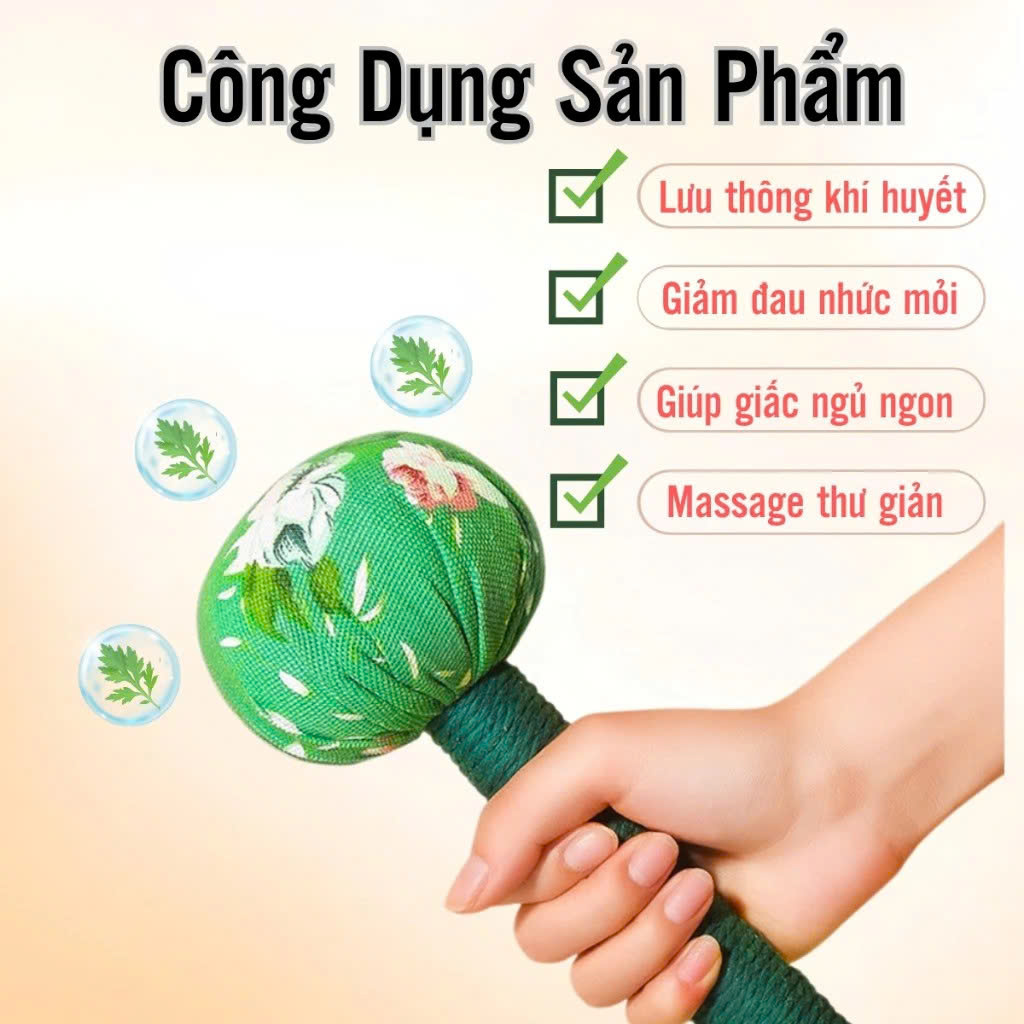 Búa Ngải Cứu Thảo Dược Massage – Gậy Đấm Lưng Cổ Vai Gáy, Thư Giãn Cơ Thể - HÀNG CHÍNH HÃNG MINIIN