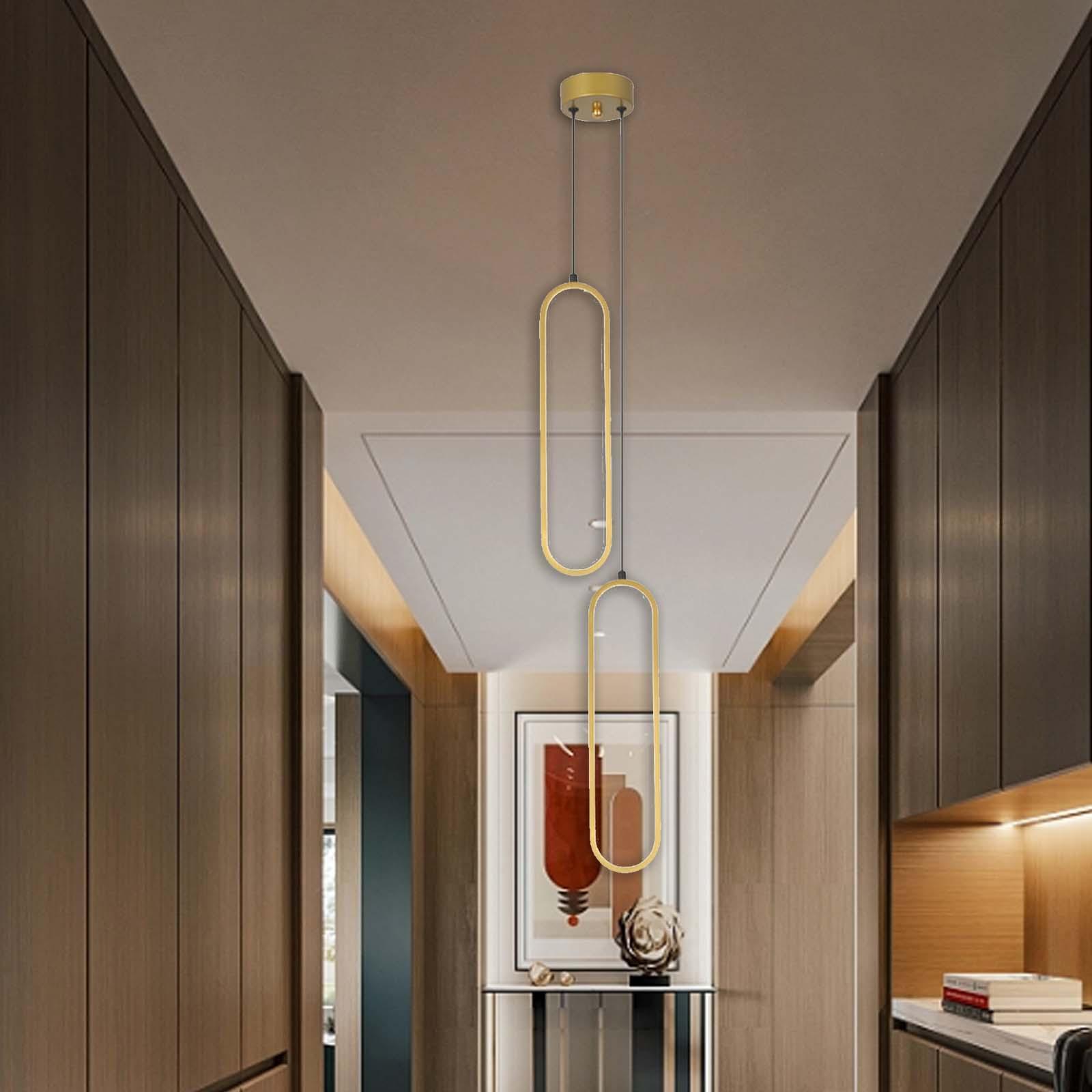 Golden Ceiling Hanging LED Pendant Lighting Adjustable Length Easily Install Pendant Chandelier Aluminum Body for Hallway, Dining Room, Bars