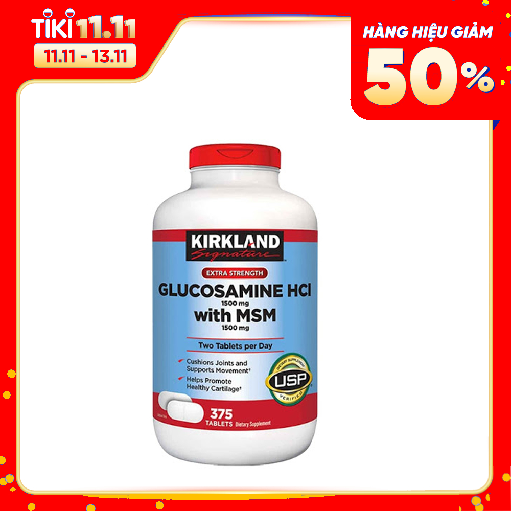 Glucosamine 1500mg Kirkland Signature Mỹ Giảm đau nhức xương khớp và Hỗ trợ sự vận động linh hoạt hiệu quả - OZ Slim Store 375 Viên/Hộp