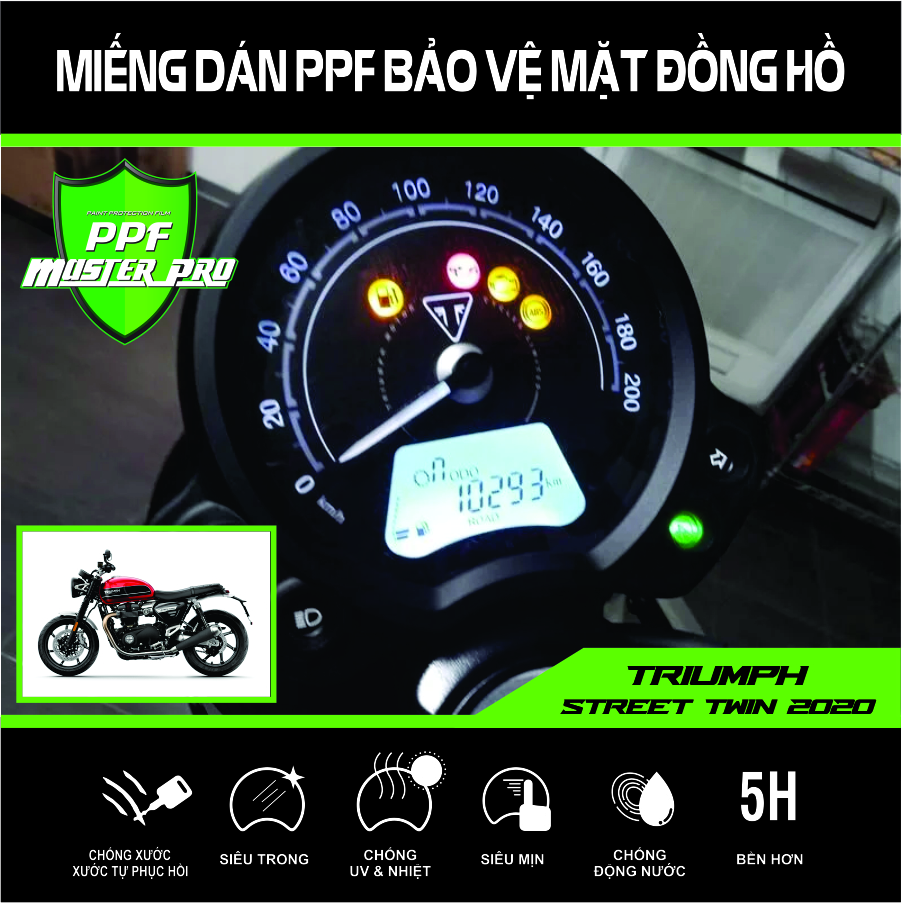 Miếng Dán PPF Bảo Vệ Mặt Đồng Hồ Xe  Triumph Speed Twin | Chất Liệu Film PPF