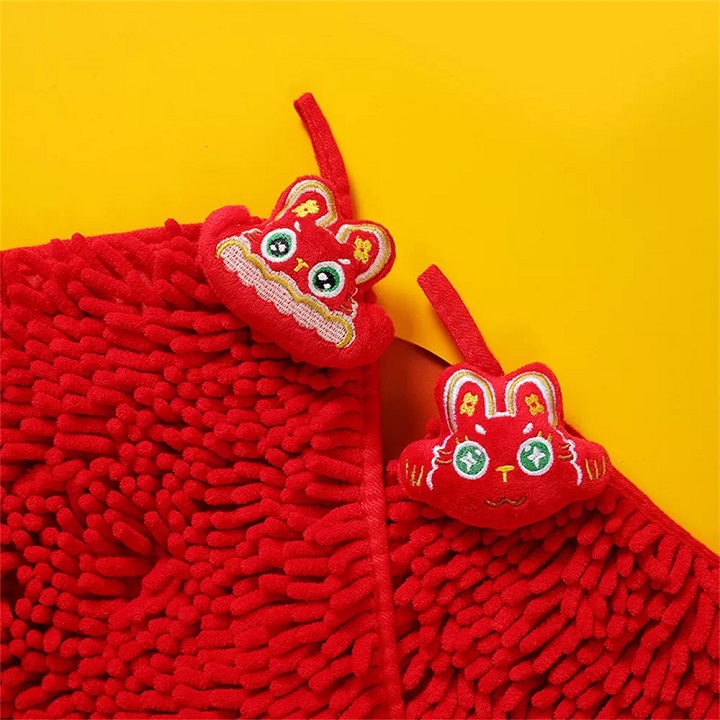 Khăn Tay Mềm  Màu Đỏ  Thấm Hút Nhanh Mau  Khô Phong Cách Trung Hoa