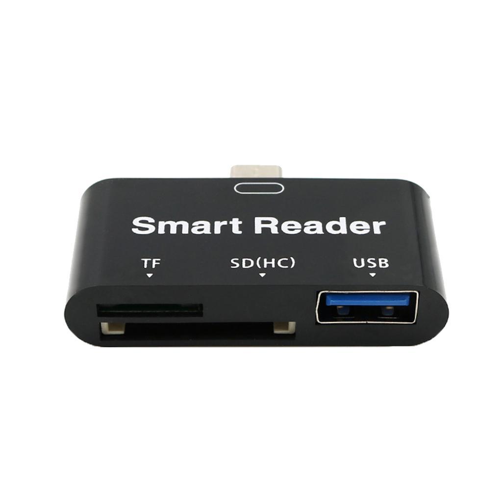 Type C USB3.0 high speed 3 in 1 SD TF Card reader for Samsung /Android Black