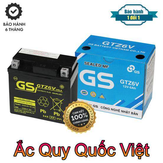 Bình ắc quy GS GTZ6V (12V-5AH) cho Air blade, Click, Vision, SH Mode, SH, PCX, Janus, Impulse - Cam kết chính hãng 100%