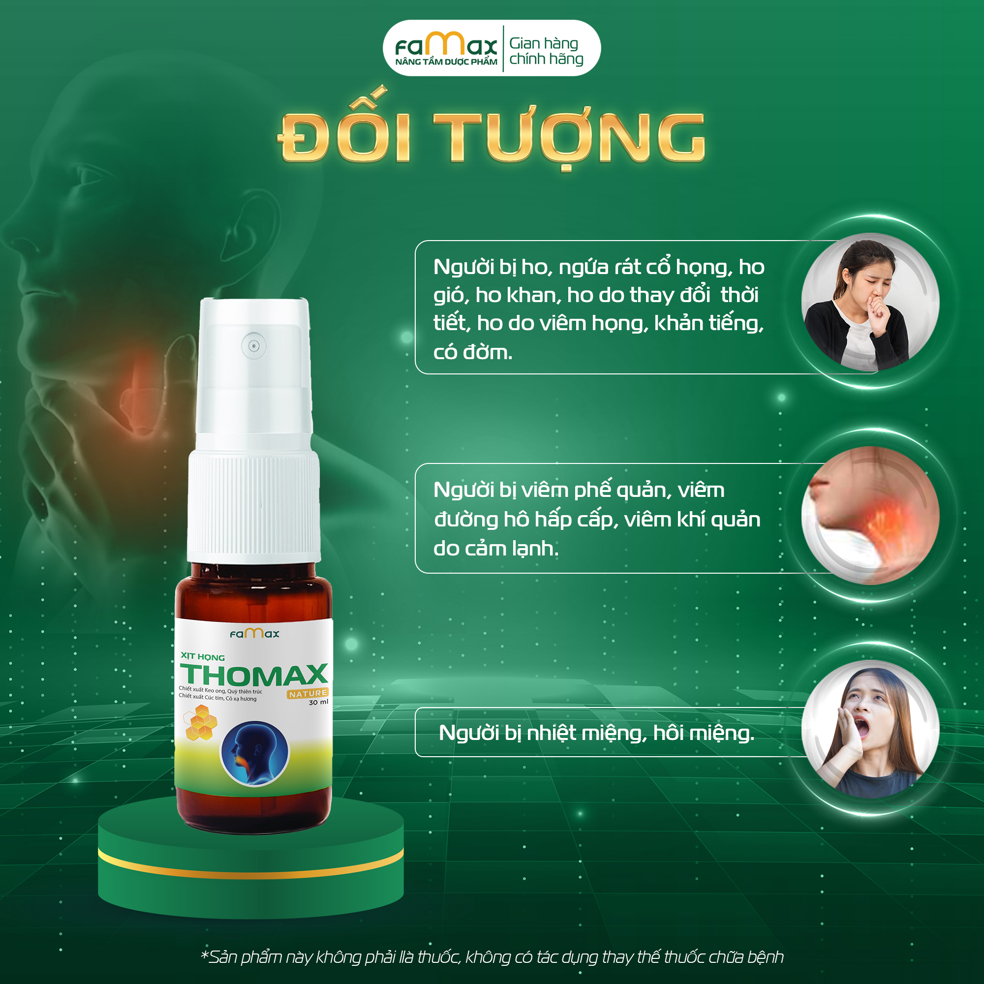 [FAMAX] Thomax xịt họng hỗ trợ giảm đau họng, ho cảm cúm, ho có đờm (Chai 30ml)