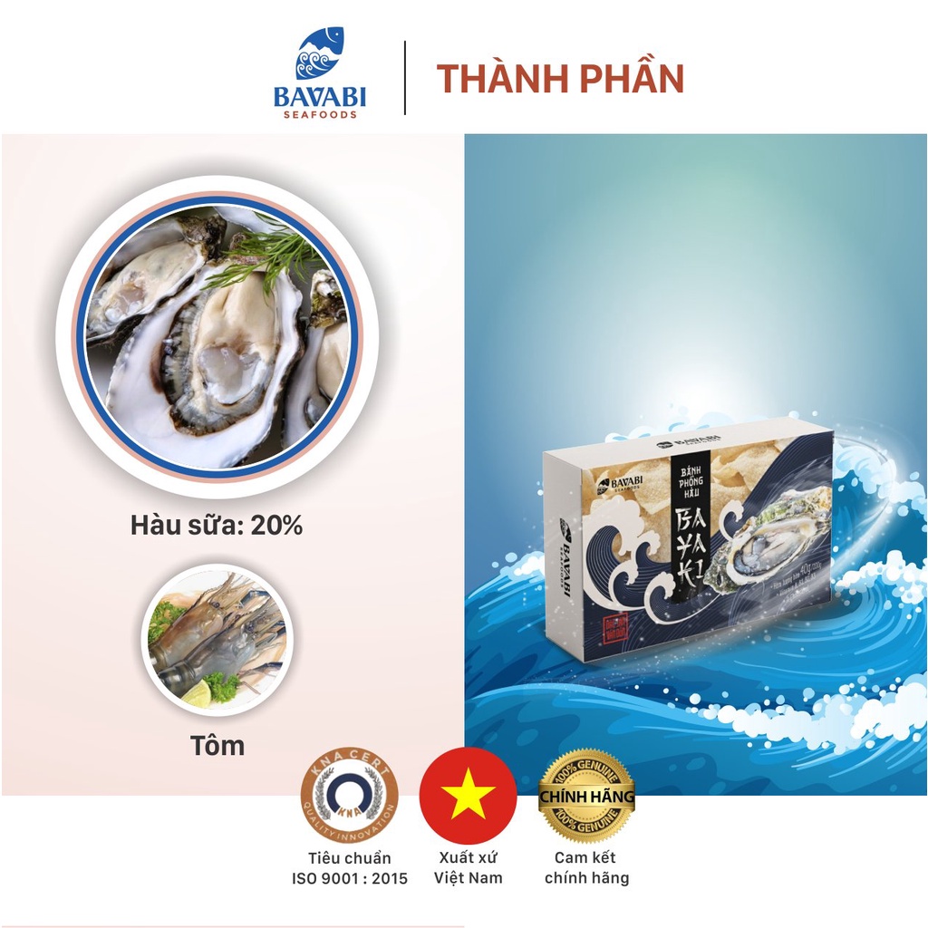 Hộp Bánh Phồng Tôm Vị Hàu BAVABI 200g Đồ Ăn Vặt, Đặc Sản Quảng Ninh- Không Phẩm Màu, Không Mì Chính