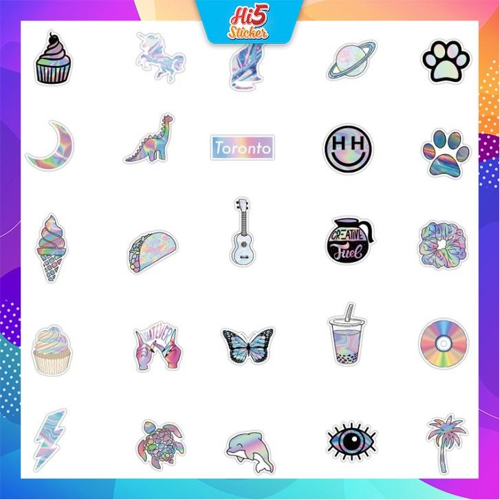 Sticker Hình Dán Trang Trí Sưu Tập Phong Cách Holographic ms#222