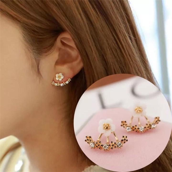 Bông tai/ Hoa tai nữ hoa mai viền hoa nhí lấp lánh mới lạ thời trang Khuyên tai Hàn Quốc