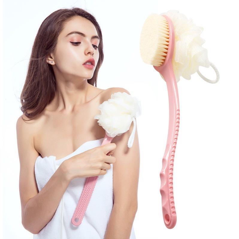 Cây Cọ Lưng Tắm 2 Trong 1 Gồm 1 Đầu Cọ Lưng 1 Đầu Bông Tắm Cây Bông Tắm 2 Đầu Tiện Dụng