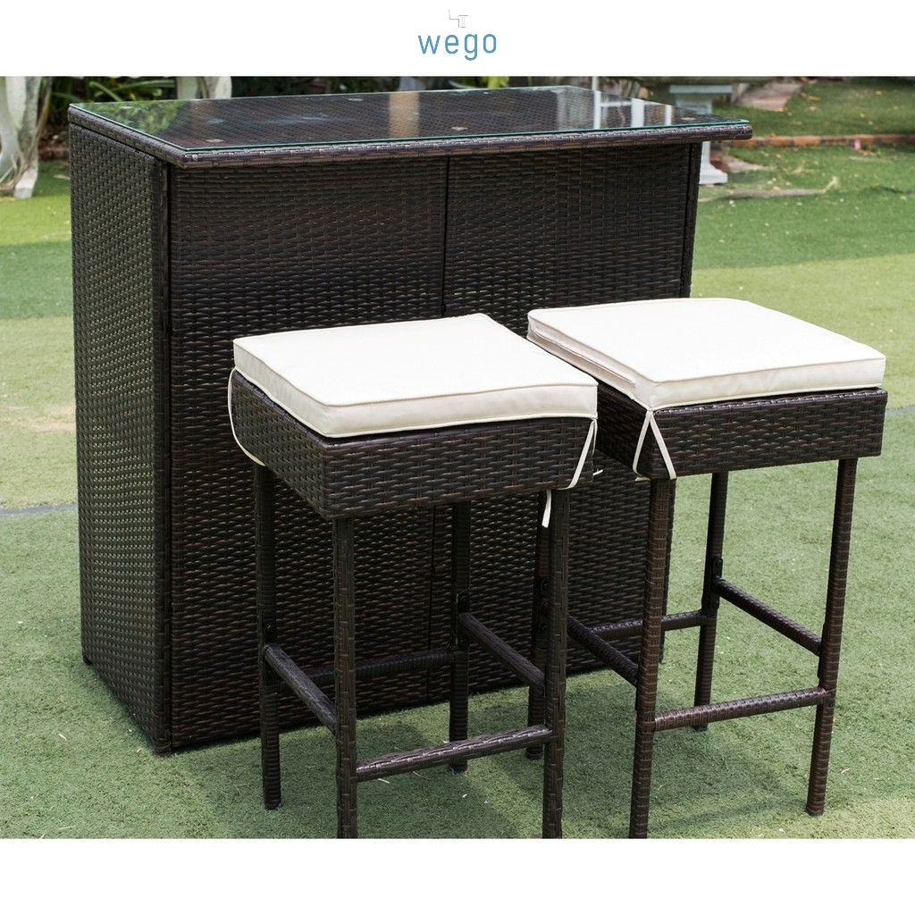 WEGO Bộ sofa ngoài trời bằng mây nhựa/ Quầy bar trong nhà và ngoài trời // Small bar set - pool sofa