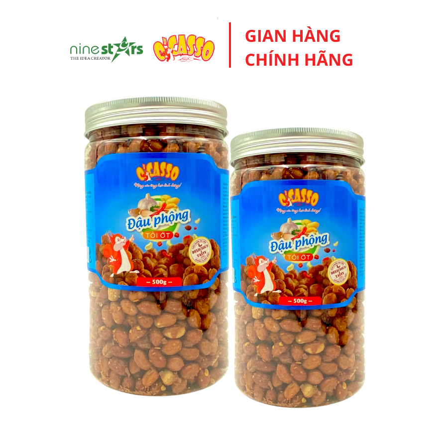 Đậu phộng tỏi ớt O'Casso hộp 500g