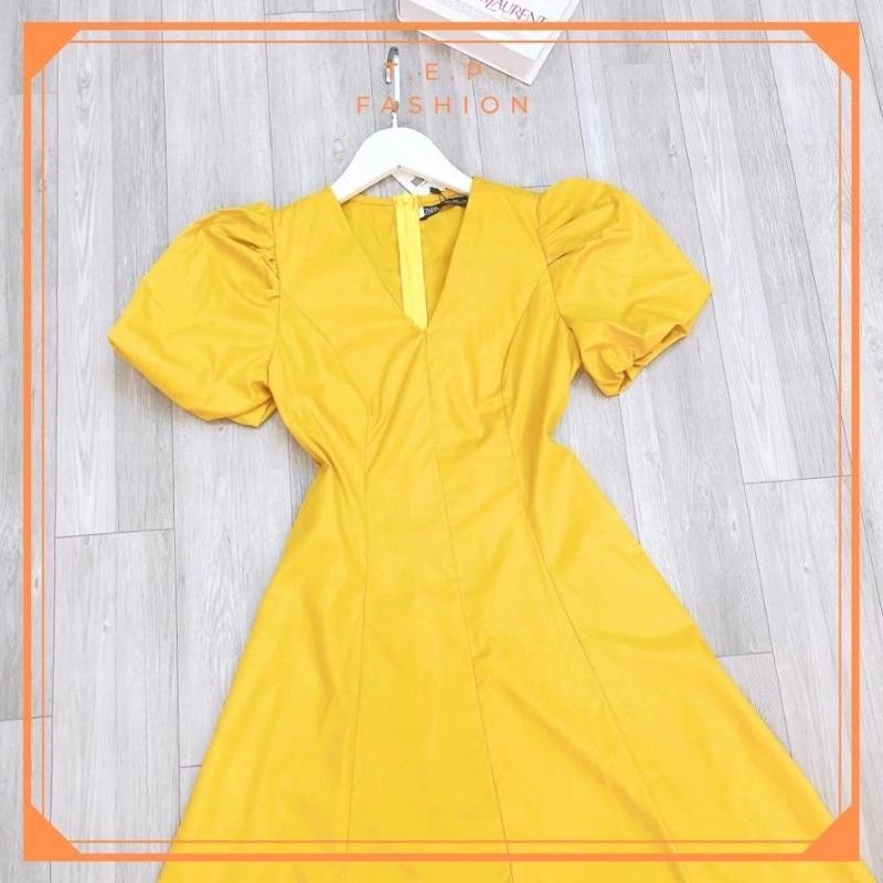 Đầm Vàng Cổ V Tay Bồng Sang Chảnh Tep Fashion - VA006