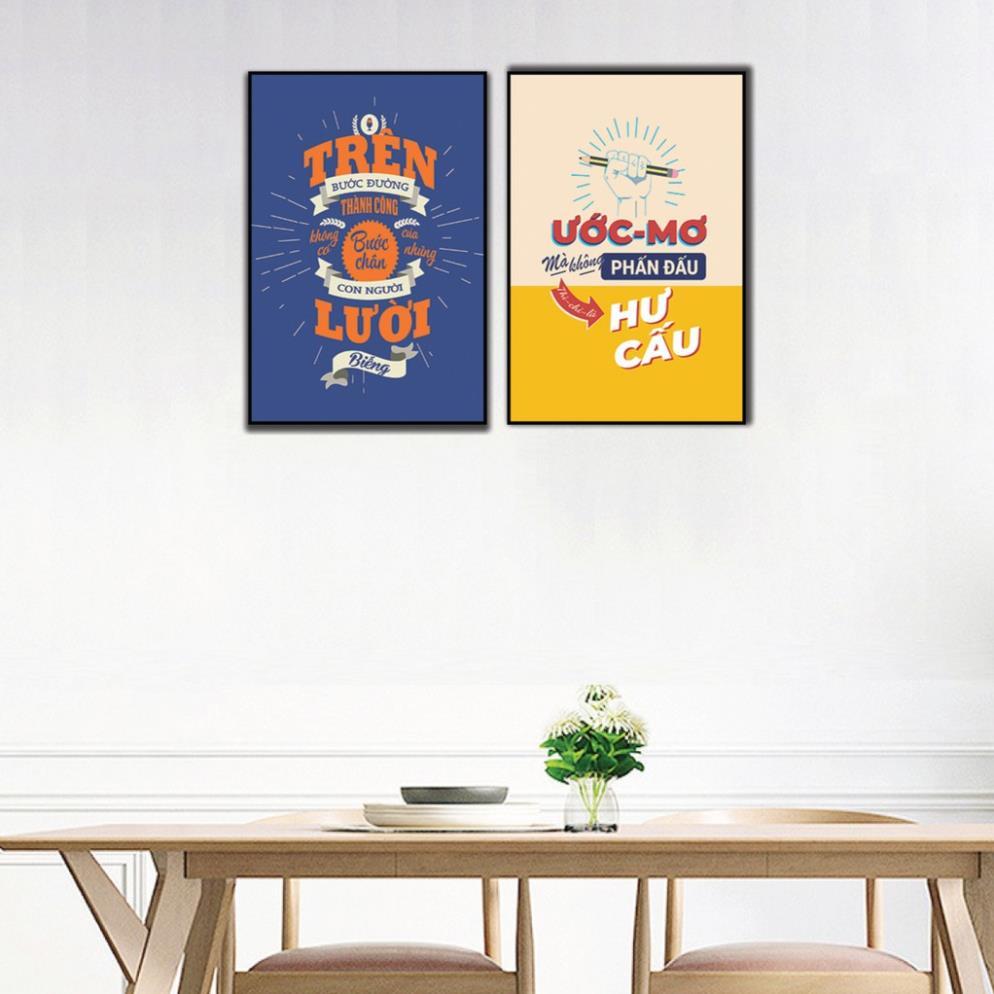 Bộ 2 Tranh ghép treo tường, tranh động lực, trang trí văn phòng, slogan