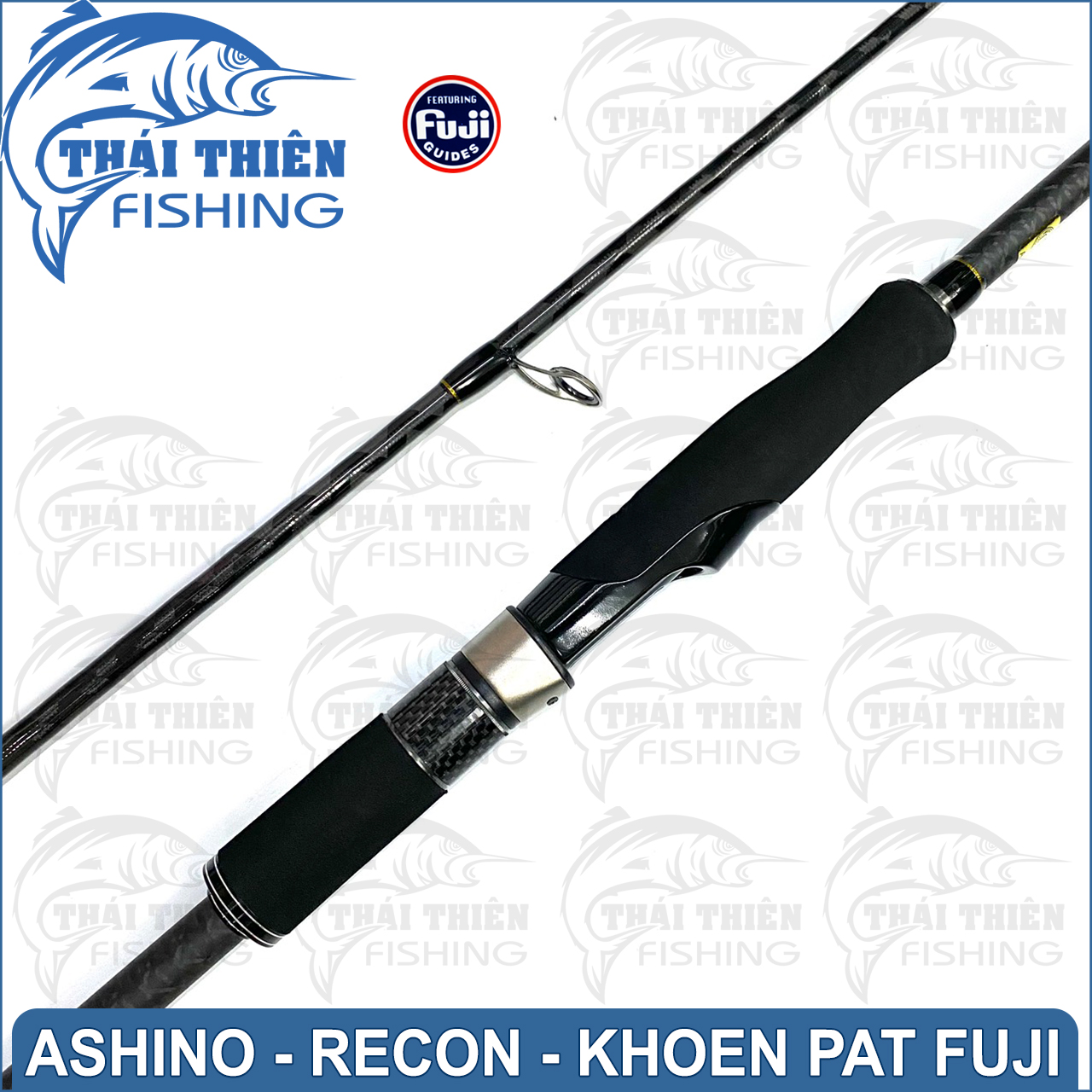 Cần Lure Ashino Recon 2 Khúc Máy Đứng Khoen Pat Fuji Phôi Carbon Xoắn Thân Rỗng Cán Hở Dòng