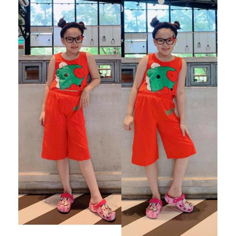 Bộ áo croptop quần lửng ống rộng size đại - Đồ bộ trẻ em