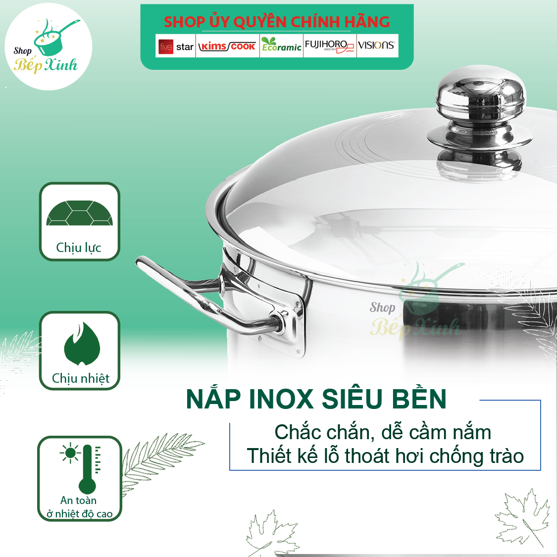 Nồi Inox 430 Bếp Từ 3 Đáy Nắp Inox Fivestar Tặng 5 Muỗng Ăn