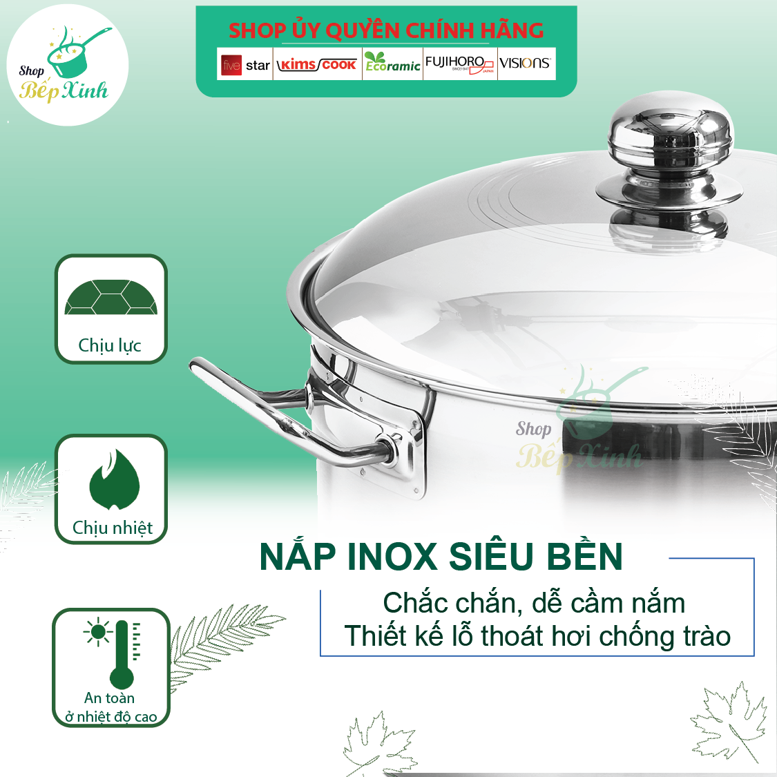 Nồi Inox 430 Bếp Từ 3 Đáy 36 cm Nắp Inox Fivestar -Tặng 5 Muỗng Ăn Inox Cao Cấp