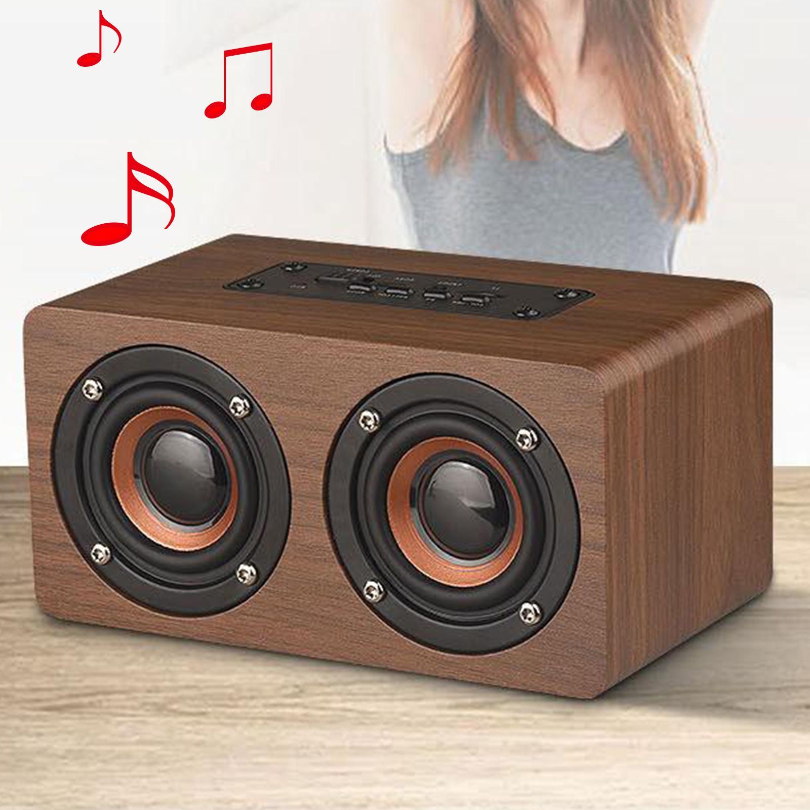 Vintage LED Portable Wooden Soundbar Speaker for Home Computer Smartphone Brown