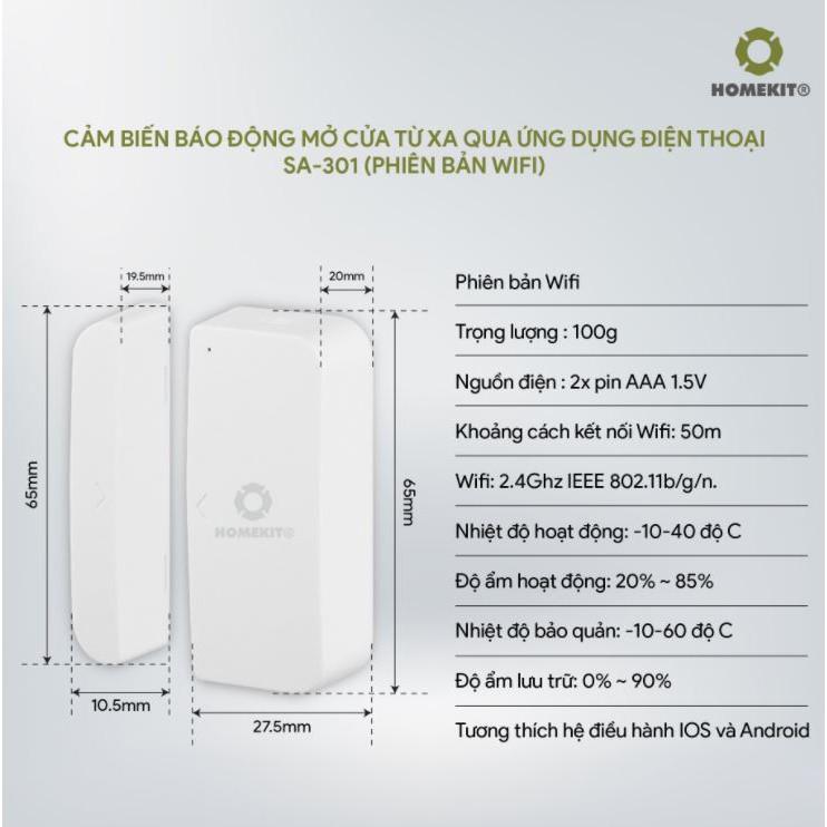 Cảm biến báo động mở cửa từ xa qua ứng dụng điện thoại SA-301 (phiên bản Wifi)