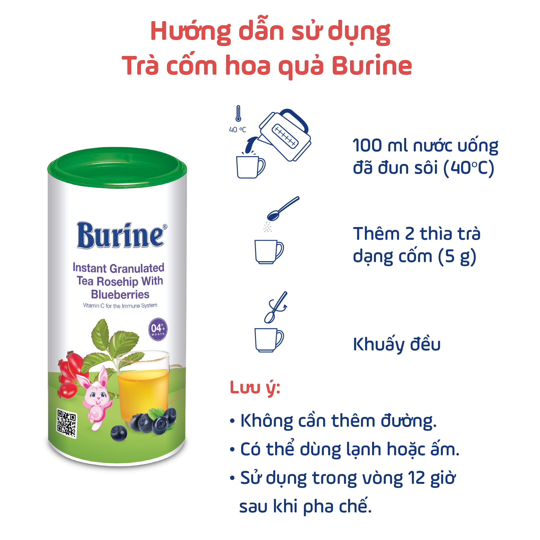 Trà cốm hoa quả Burine (HiPP) dinh dưỡng dành cho bé - hoa Tầm Xuân Việt Quất giúp hỗ trợ xương chắc khoẻ, thanh lọc cơ thể (Không dành cho trẻ dưới 4 tháng tuổi)